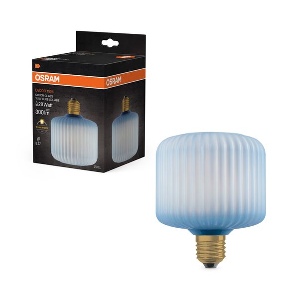 DECOR LED FLAT LAMP 3.5W 827 E27 Non-DIM IN COLOURED GLASS SQUARE BLUE - , изображение 8