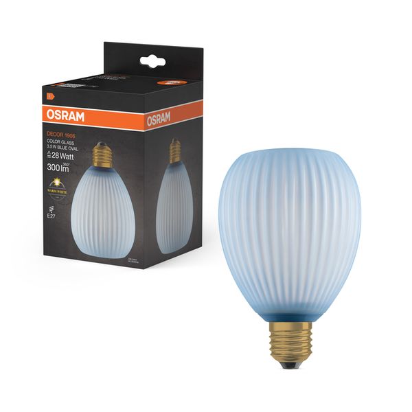 DECOR LED FLAT LAMP 3.5W 827 E27 Non-DIM IN COLOURED GLASS OVAL BLUE - , изображение 8