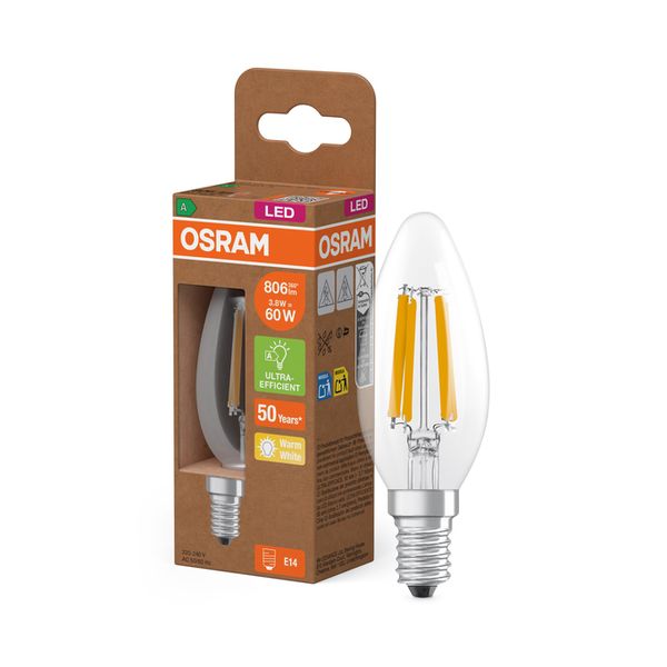 LED Classic B 60 Filament Energy efficiency class A 3.8W 827 Clear E14 - , изображение 4