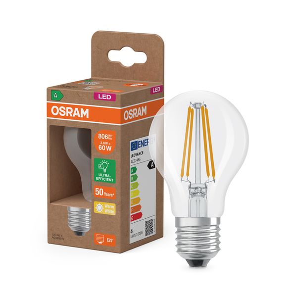 LED Classic A 60 Filament Energy efficiency class A 3.8W 827 Clear E27 - , изображение 8