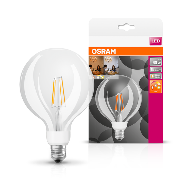 LED Superstar Plus Classic Globe 125 60 Filament Glow DIM 7W 822…827 E27 - , изображение 4