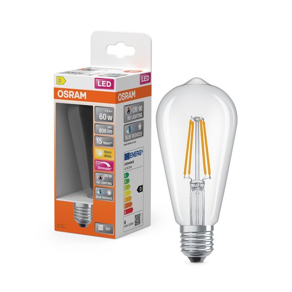 LED Superstar Plus Classic Edison 60 Filament DIM 5.9W 927 Clear E27 - , изображение 9