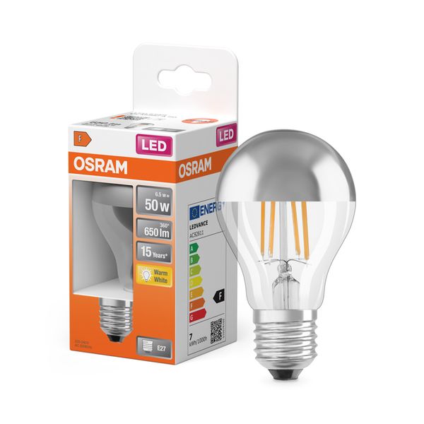 LED Star Classic A 50 Filament Mirror Silver 6.5W 827 Clear E27 - , изображение 6