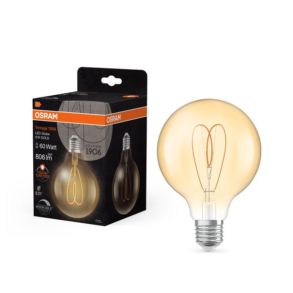 Vintage 1906 Globe 95 60 Heart Filament DIM 8W 922 Gold E27 - , изображение 11