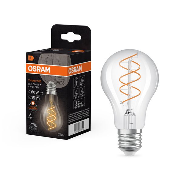 Vintage 1906 Classic A 60 Spiral Filament DIM 8W 922 Clear E27 - , изображение 11