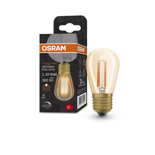 Vintage 1906 Mini Edison ST 45 33 Filament DIM 4.8W 822 Gold E27 - , изображение 9