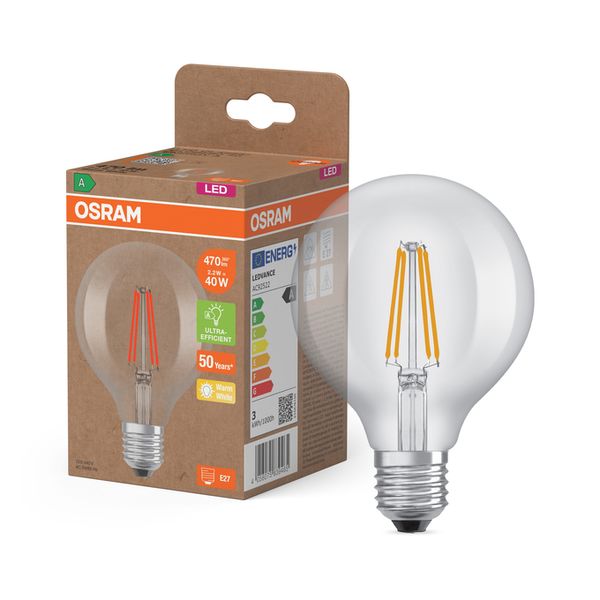 LED Classic Globe 80 40 Filament Energy efficiency class A 2.2W 827 Clear E27 - , изображение 9