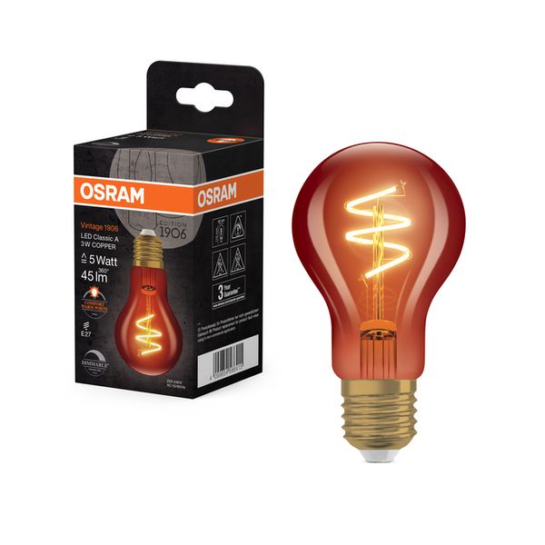 Vintage 1906 Classic A 60 5 Spiral Filament DIM 3W 618 Copper E27 - , изображение 12