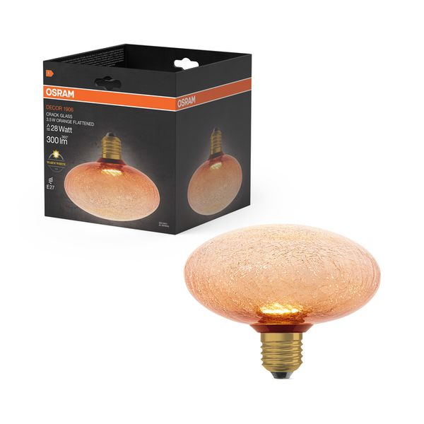DECOR LED FLAT LAMP 3.5W 827 E27 Non-Dim IN CRACKED GLASS FLATTENED ORANGE - , изображение 9