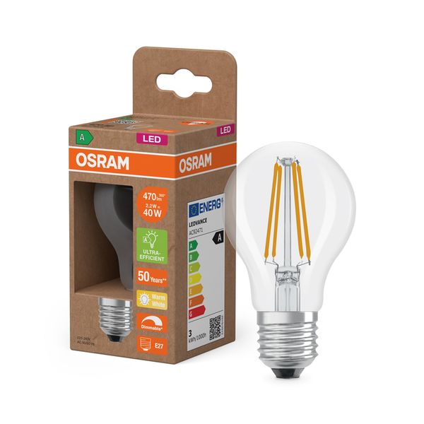 LED Classic A 40 Filament DIM Energy efficiency class A 2.2W 827 Clear E27 - , изображение 9