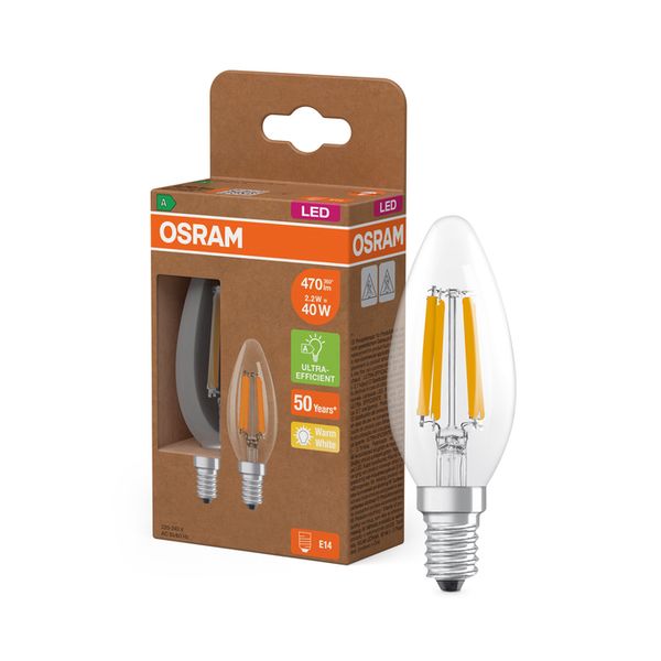 LED Classic B 40 Filament Energy efficiency class A 2.2W 827 Clear E14 - , изображение 9