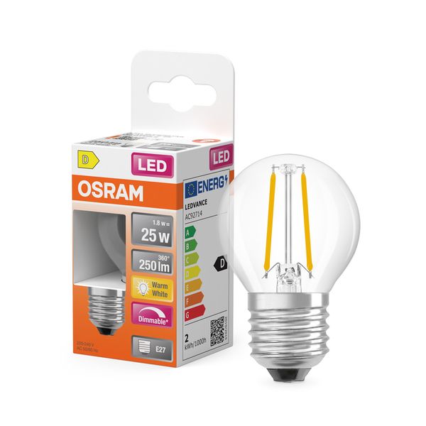LED Superstar Classic P 25 Filament DIM 1.8W 827 Clear E27 - , изображение 9