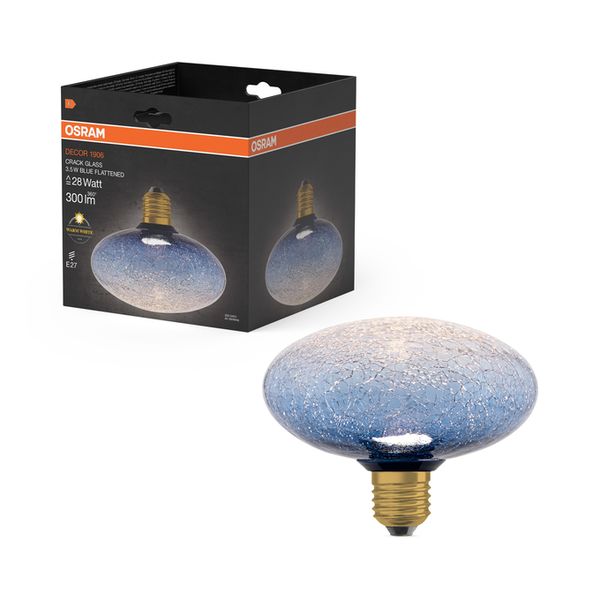 DECOR LED FLAT LAMP 3.5W 827 E27 Non-Dim IN CRACKED GLASS FLATTENED BLUE - , изображение 5