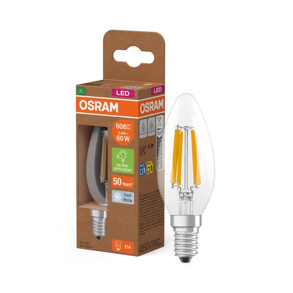 LED Classic B 60 Filament Energy efficiency class A 3.8W 840 Clear E14 - , изображение 9