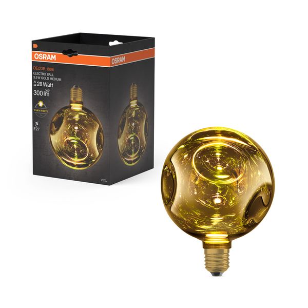 DECOR LED FLAT LAMP 3.5W 827 E27 Non-DIM IN ELECTRO GLASS MEDIUM GOLD - , изображение 9