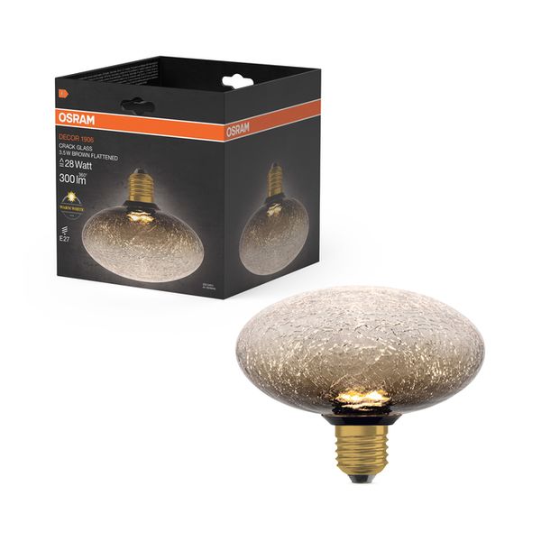 DECOR LED FLAT LAMP 3.5W 827 E27 Non-Dim IN CRACKED GLASS FLATTENED BROWN - , изображение 9