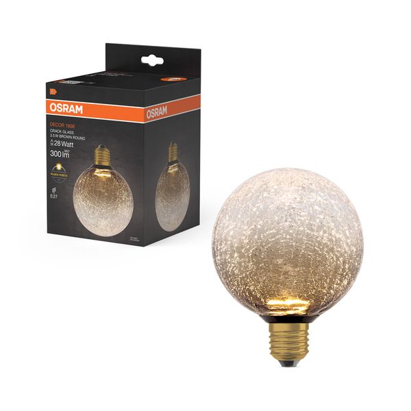 DECOR LED FLAT LAMP 3.5W 827 E27 Non-Dim IN CRACKED GLASS ROUND BROWN - , изображение 9