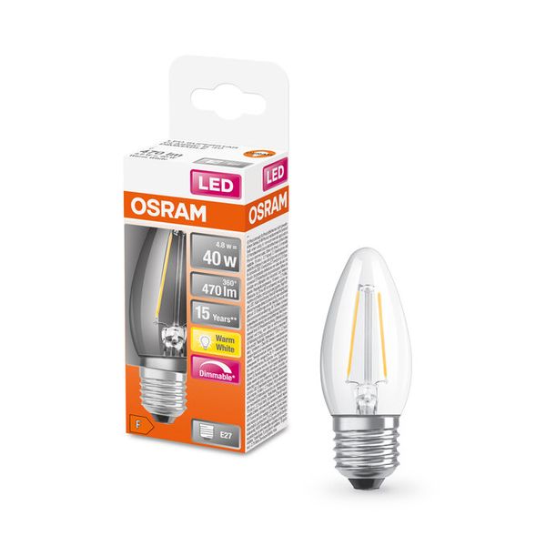 LED Superstar Classic B 40 Filament DIM 4.8W 827 Clear E27 - , изображение 5