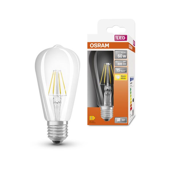 LED Star Classic Edison 60 Filament 6.5W 827 Clear E27 - , изображение 5