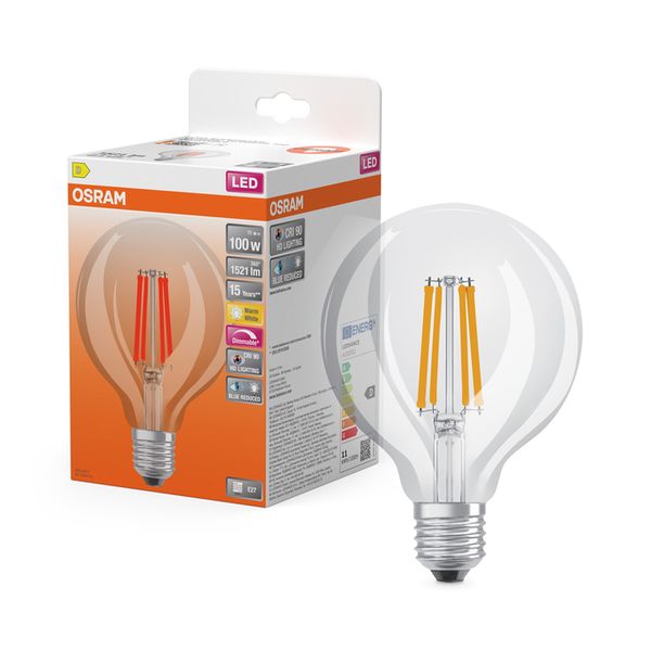 LED Superstar Plus Globe 95 100 Filament DIM 11W 927 Clear E27 - , изображение 5