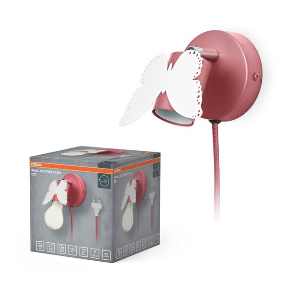 Wall Butterfly E27 Pink EU Plug - , изображение 2