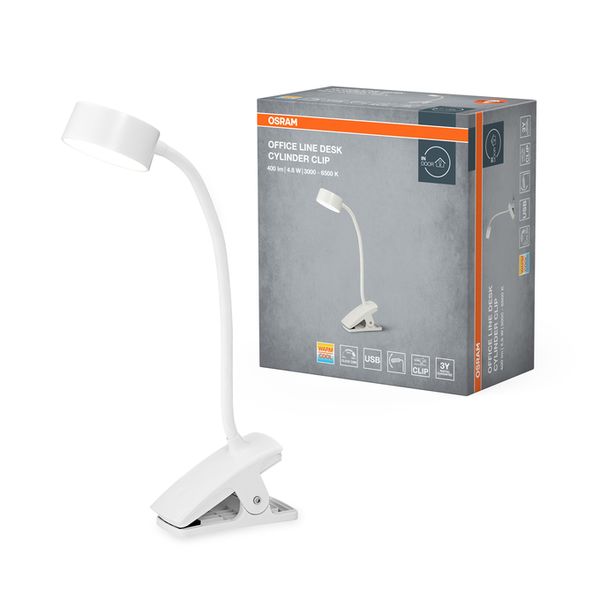 Office Line Desk Cylinder Clip 4.8W TW Dimmable White - , изображение 2