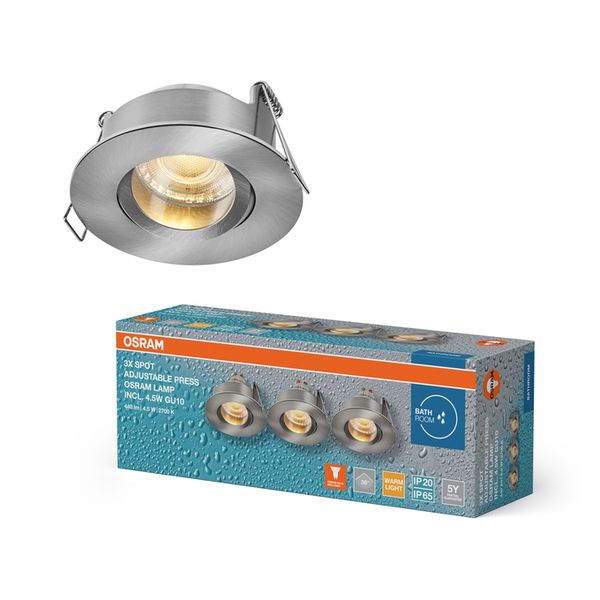 Spot Set Recess GU10 IP65 Press 4.5W 827 Satin Nickel - , изображение 2