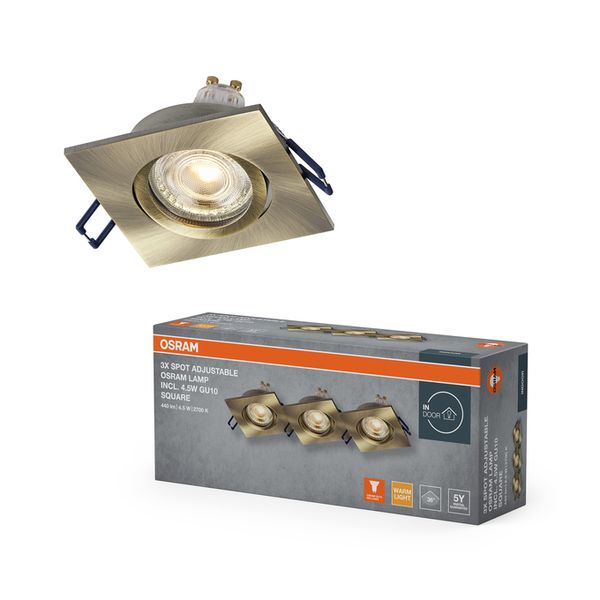 Spot Set Recess GU10 Adjustable Square Click 4.5W 827 Green Brass - , изображение 2