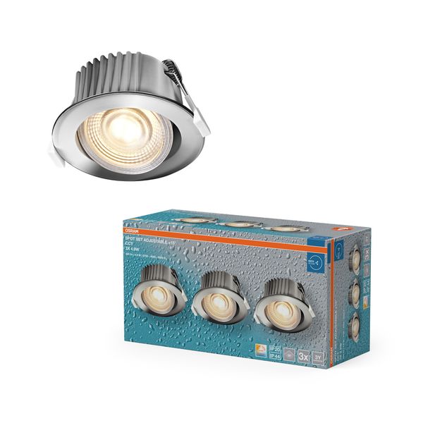 LED Spot Set CCT Recess IP44 Adjustable 4.9W CCT 36° Chrome - , изображение 2
