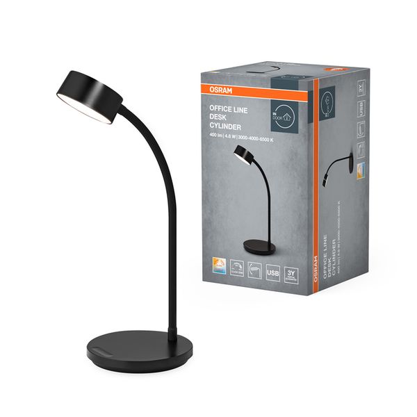 Office Line Desk Cylinder 4.8W CCT Dimmable Black - , изображение 2
