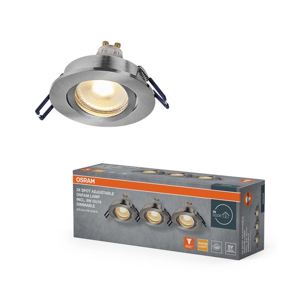 Spot Set Recess GU10 Dim Adjustable Click 6W 827 Satin Nickel - , изображение 2