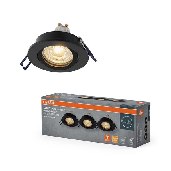 Spot Set Recess GU10 Adjustable Click 4.5W 827 Black - , изображение 2