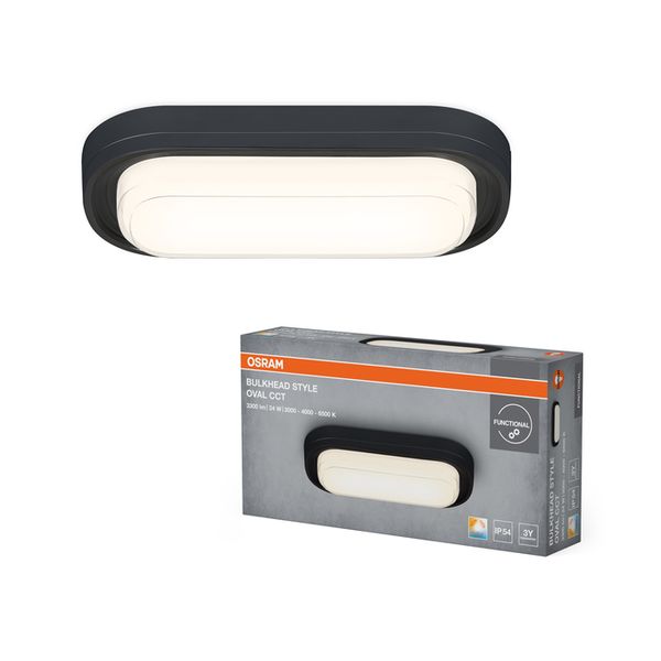 LED Bulkhead Style Oval 24W CCT Black - , изображение 2