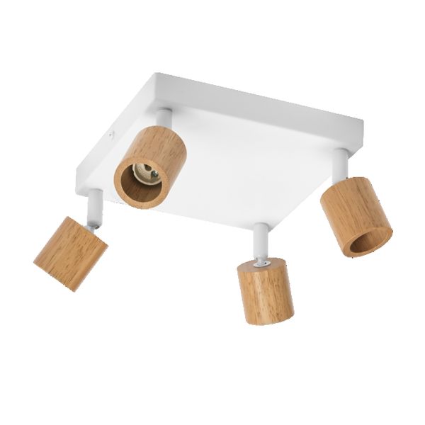 LED Spot Brick 4xGU10 Plate White and Wood - 