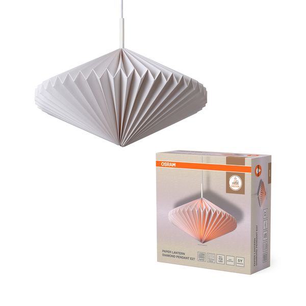Decor Paper Lantern Diamond Pendant E27 White - , изображение 2