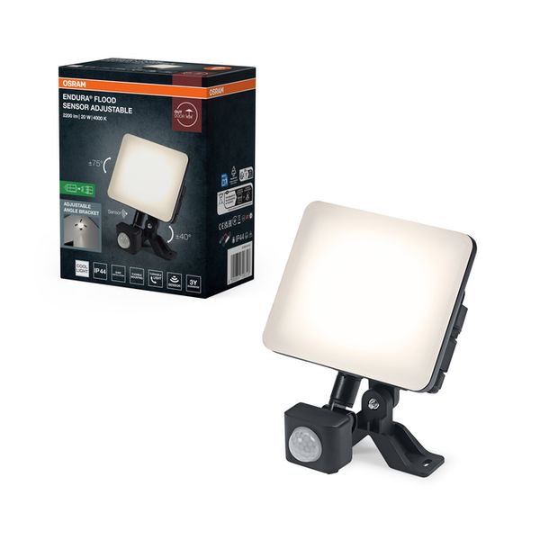 ENDURA® Flood Sensor Adjustable 20W 840 Black - , изображение 2