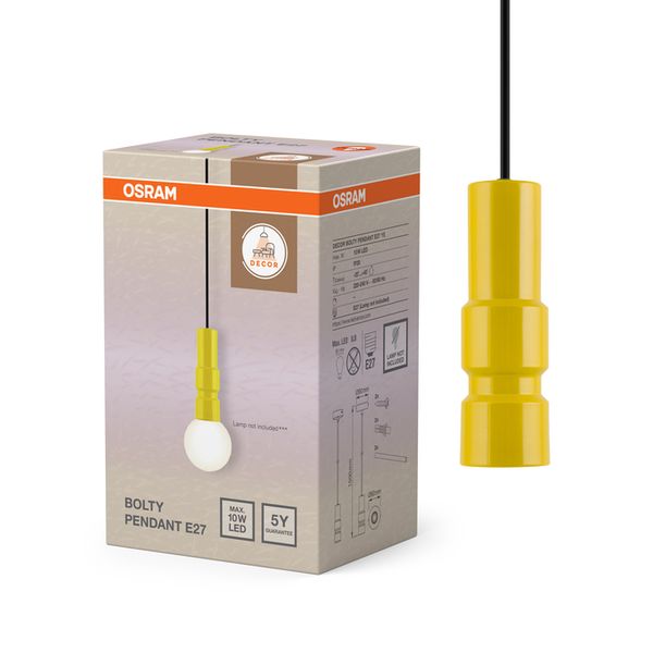 Decor Bolty Pendant E27 Yellow - , изображение 3