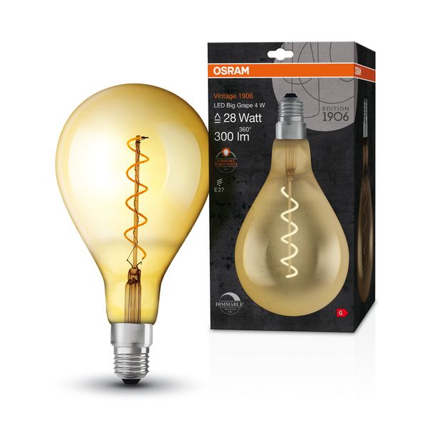 Vintage 1906 Edison 28 Filament Big Grape DIM 4W 820 Gold E27 - , изображение 13