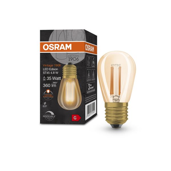 Vintage 1906 Mini Edison ST 45 33 Filament DIM 4.8W 822 Gold E27 - , изображение 7