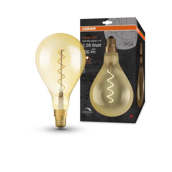 Vintage 1906 Edison 28 Filament Big Grape DIM 4W 820 Gold E27 - , изображение 10