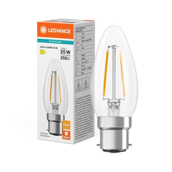 LED Classic B 25 Filament V 1.8W 827 Clear B22d - , изображение 5
