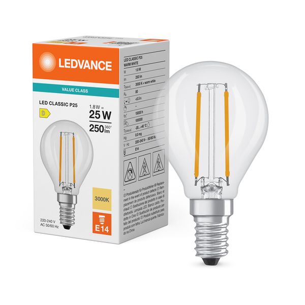 LED Classic P 25 Filament V 1.8W 830 Clear E14 - , изображение 5