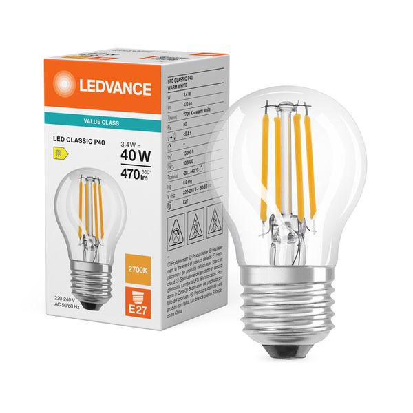 LED Classic P 40 Filament V 3.4W 827 Clear E27 - , изображение 5