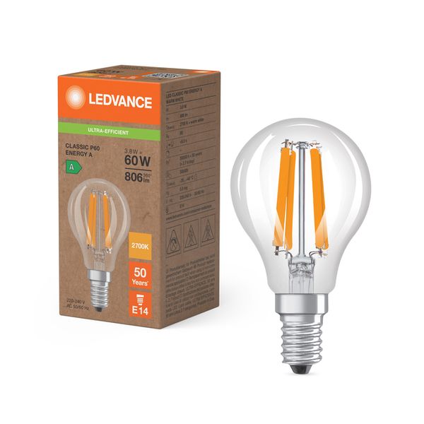 LED Classic P 60 Filament Energy efficiency class A S 3.8W 827 Clear E14 - , изображение 5