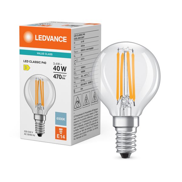 LED Classic P 40 Filament V 3.4W 865 Clear E14 - , изображение 5