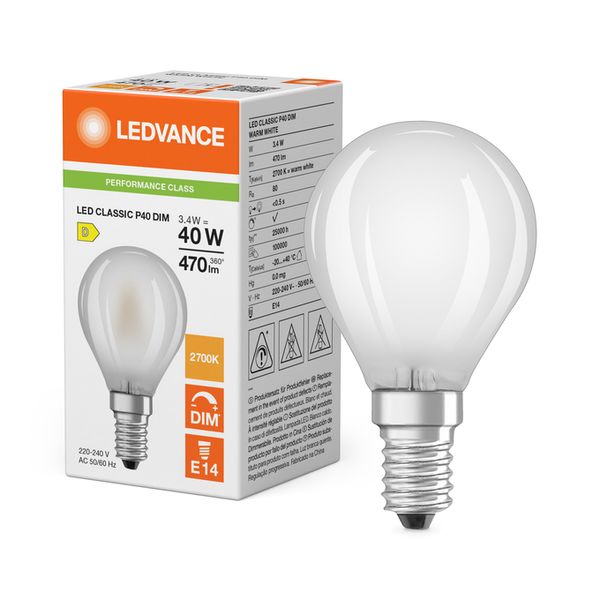 LED Classic P 40 Filament DIM P 3.4W 827 Frosted E14 - , изображение 3