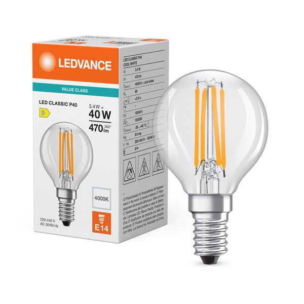LED Classic P 40 Filament V 3.4W 840 Clear E14 - , изображение 5