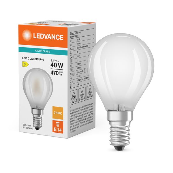 LED Classic P 40 Filament V 3.4W 827 Frosted E14 - , изображение 5