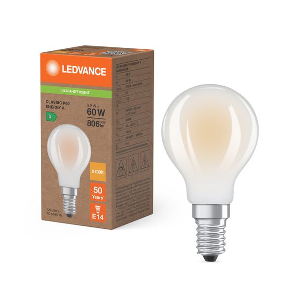 LED Classic P 60 Filament Energy efficiency class A S 3.8W 827 Frosted E14 - , изображение 5
