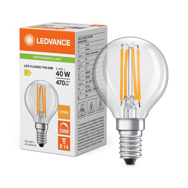 LED Classic P 40 Filament DIM P 3.4W 827 Clear E14 - , изображение 3
